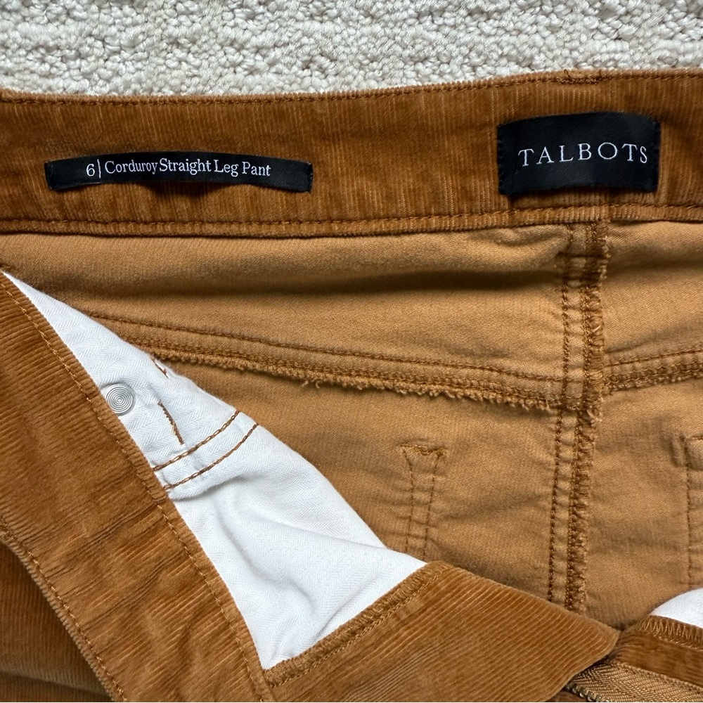 TALBOTS | Caramel Corduroy Straight Leg Pants Sz 6 - Picture 6 of 7